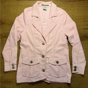 Vintage Z. Cavaricci Pink Corduroy Blazer Jacket Size 14/16 Women’s Gold Buttons